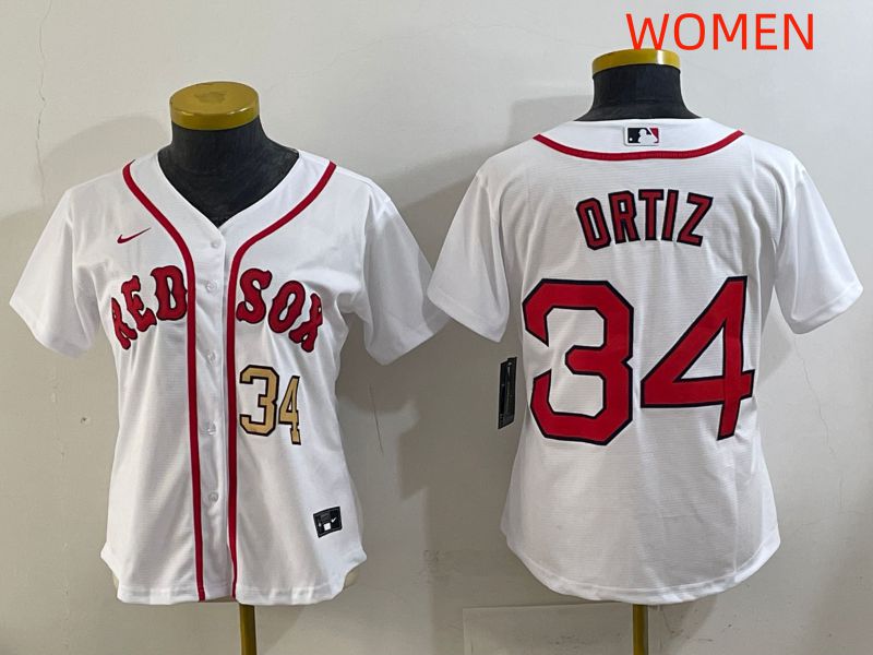 Women 2025 Boston Red Sox #34 Ortiz White Game Nike MLB Jersey style 3->women mlb jersey->Women Jersey